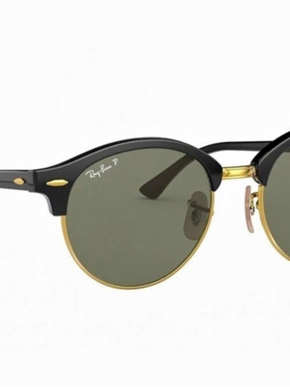 Ray-Ban Clubround RB4246 901/58 Polarized Black Gold Green Sunglasses 51mm
